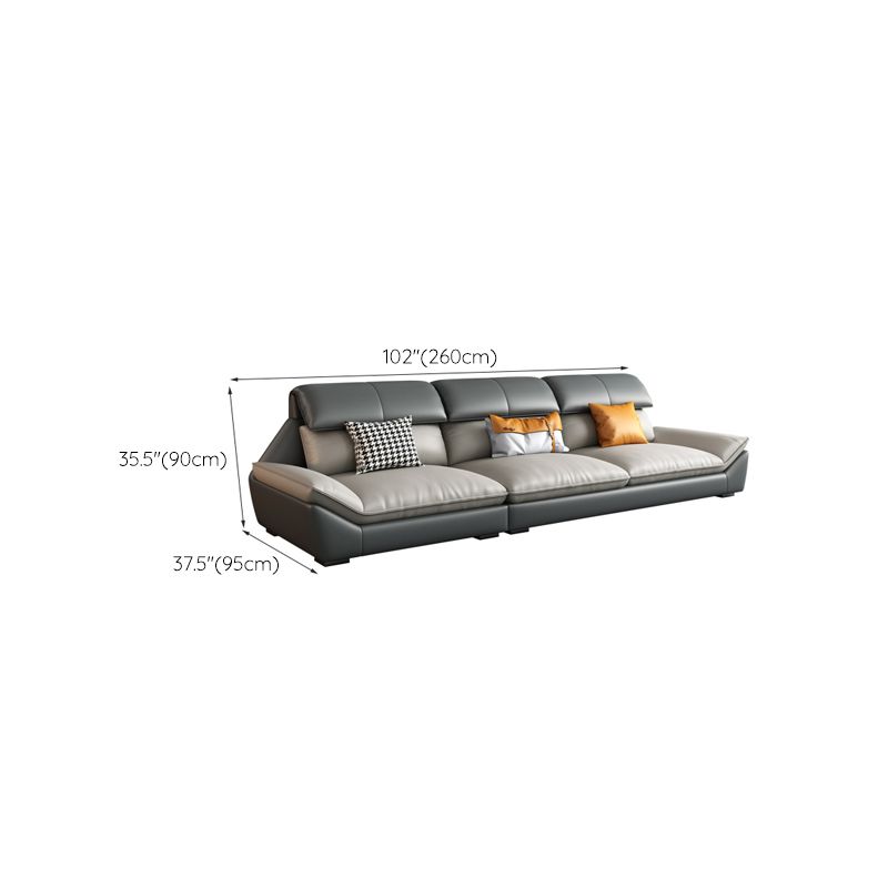 Faux Leather Sectional Sofa Light-grey Stain-Resistant Sofa for Living Room
