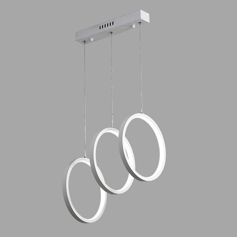 Kreise Esszimmer hängende Anhänger leichte Metall LED Einfachheit Deckenheizlicht in Weiß