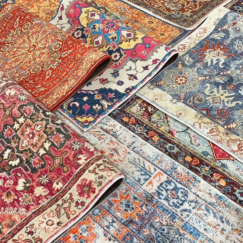 Feste Farbe Blumendruck gedruckter Teppich Polyester antiker Teppich -Fleckresistent Teppich für Wohnzimmer
