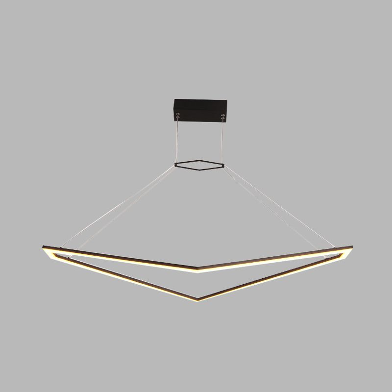 Acrylic Geometric Chandelier Pendant Light Simple LED Hanging Lamp Fixture in Black, White/Warm Light