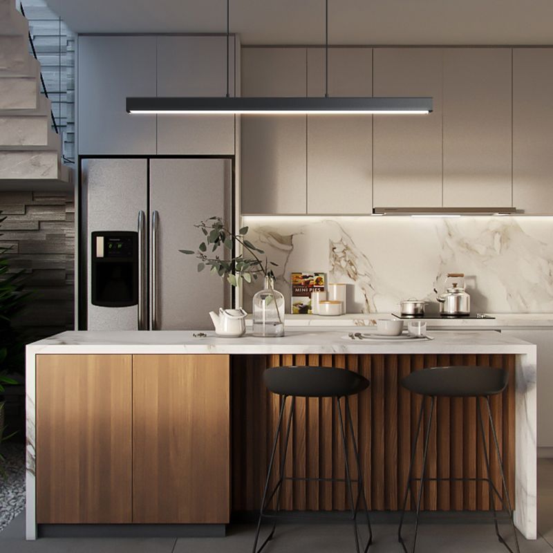 Nordic Simple Island Light armatuur rechthoek LED Dineruimte Hanglamp