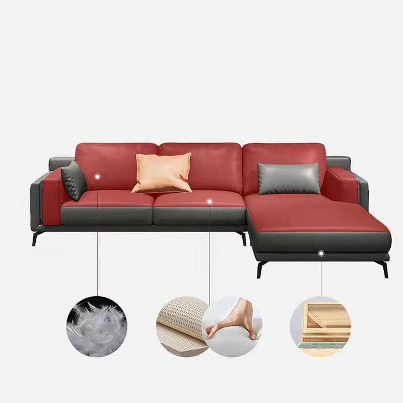 Square Arm Grey Pillowed Back Cushions Splayed Wooden Legs Sofa