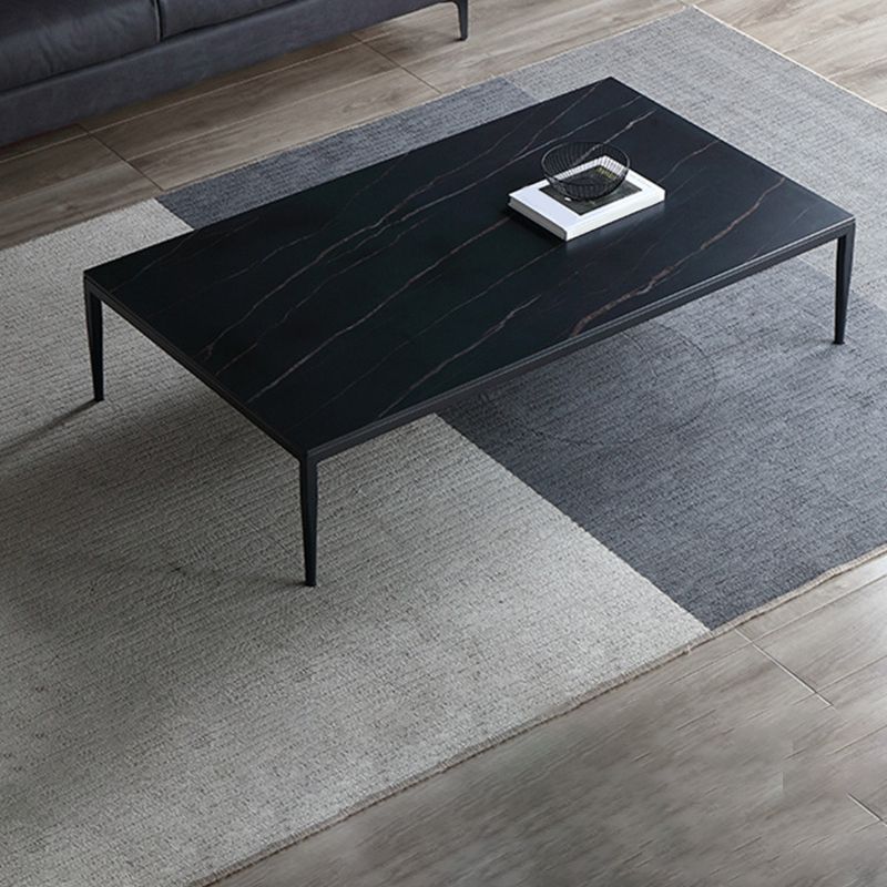 Glam Style White/black/grey Rock Slate Top Metal Base Coffee Table