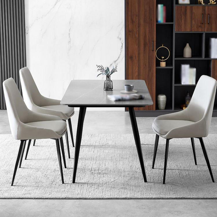 Chaises de salle à manger contemporaines en cuir, fauteuil rembourré avec pieds en métal pour restaurant
