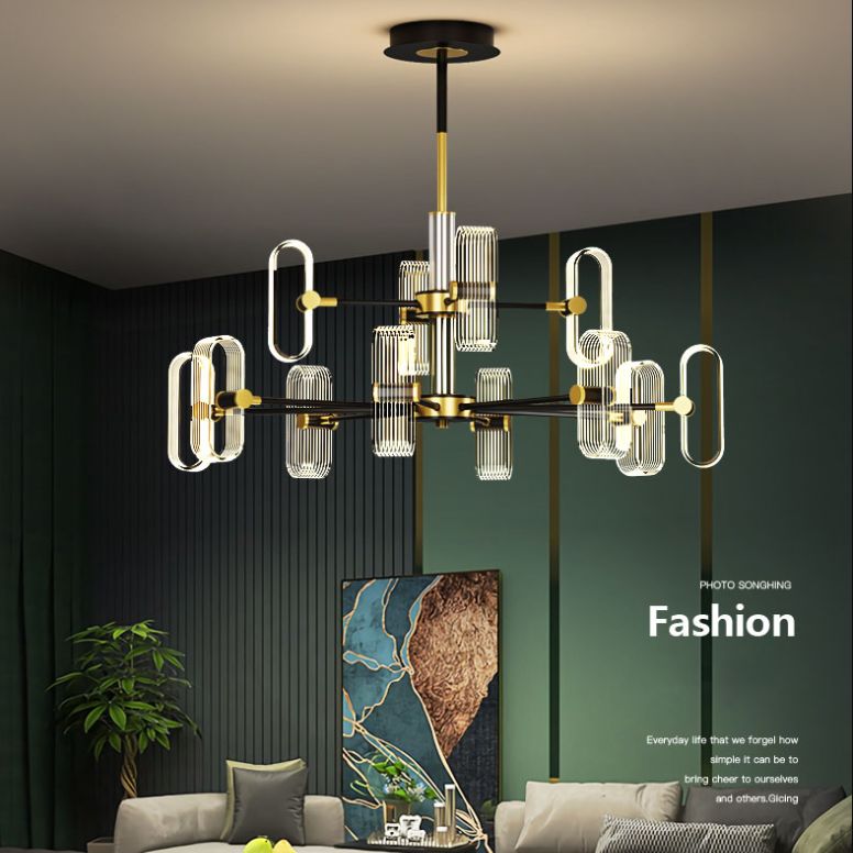 Black Metal Ceiling Hung Fixtures Minimalism LED Sputnik Pendant Lighting