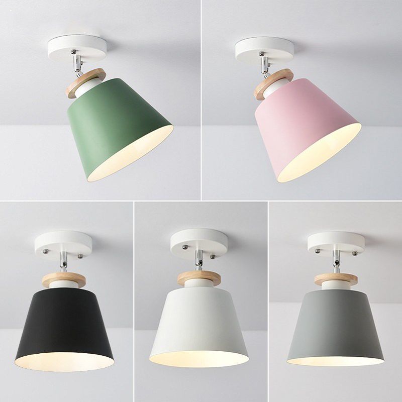 Simple Barrel Semi Flush Plafondlamp Metaal 1 Lichtgang Flexibele Semi Mount Verlichting