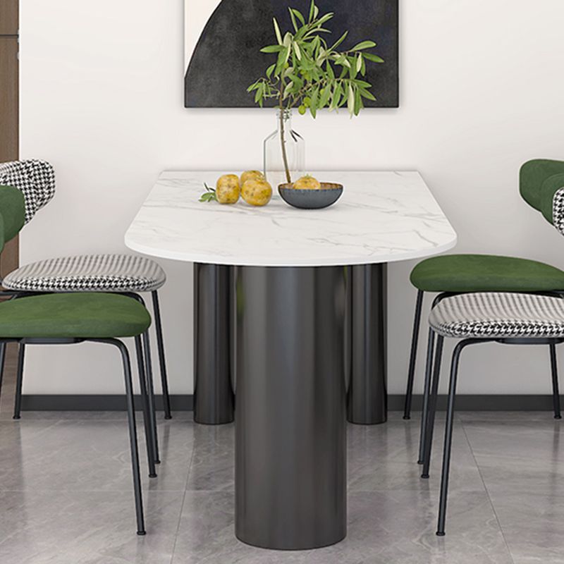 Mesa de piedra sinterizada de forma libre de metal moderno para comedor y cocina