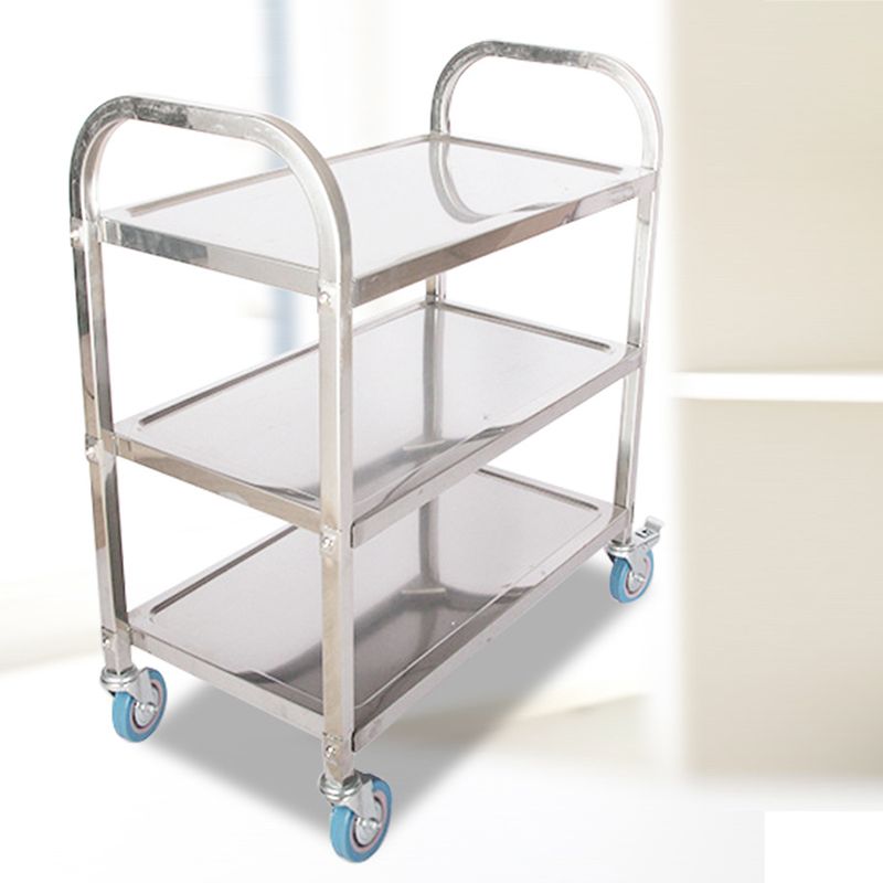 Modern Style Metal Prep Table Rectangular Rolling Prep Table for Dining Room