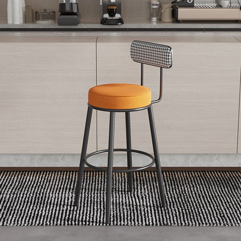 Contemporary Metal Stool Faux Leather Counter Stool in Matte Finish for Indoor