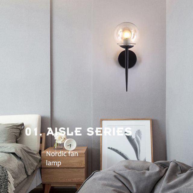 Spherical Bedroom Wall Sconce Lighting Glass Simplicity Style Sconce Light Fixture