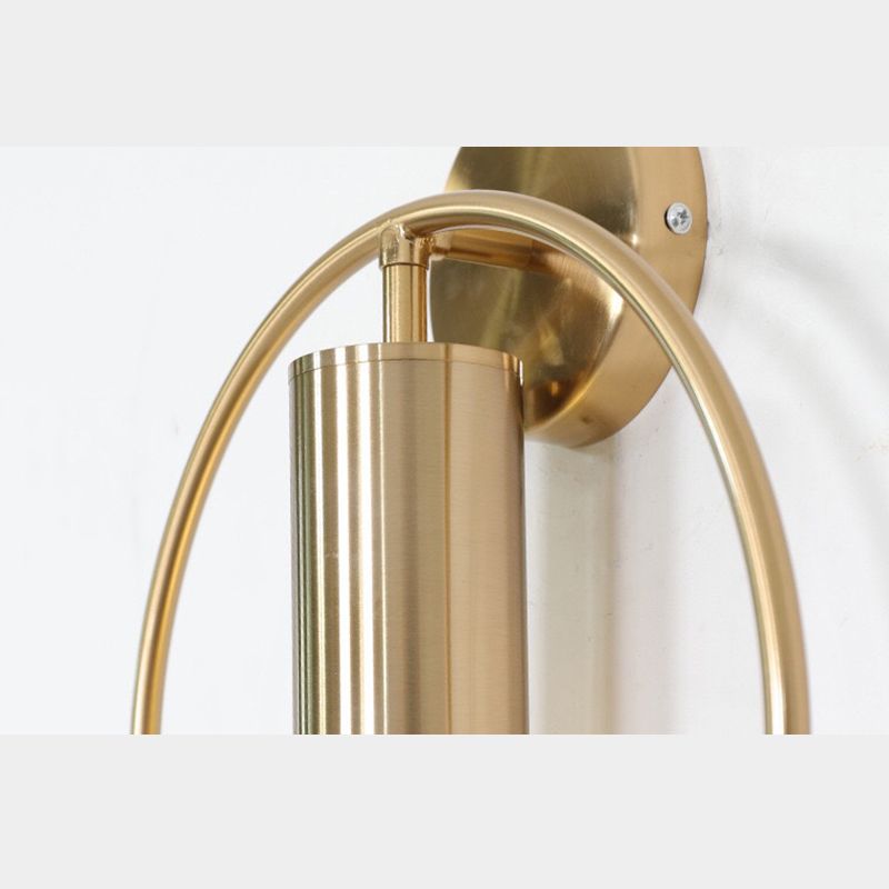 Minimalism Round Line Wall Mount Light 13" Height Postmodern Style Metal Bedside Lamp for Bedroom