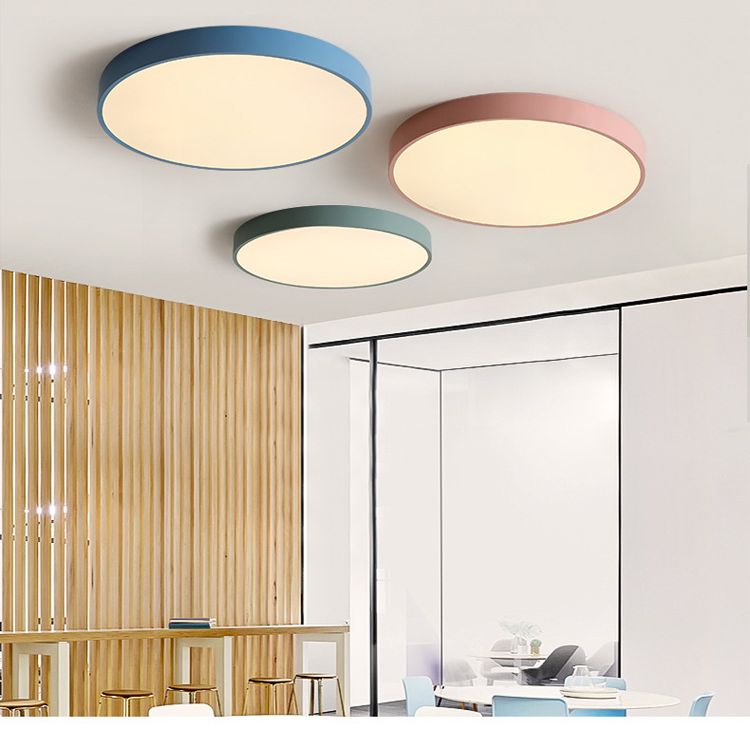 Round Flushmount Lights Macaron Acrylic Ceiling Mounted Fixture for Living Room