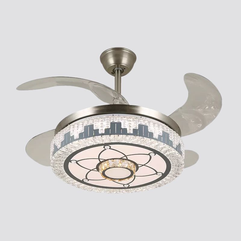 Geschichtete Esszimmer Hängende Lüfterleuchte leichte kristall 19 "breite LED Moderne Semi -Flush Deckenlampe, 4 Klingen