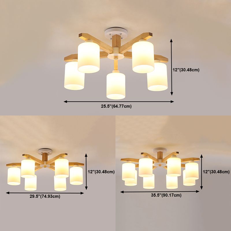 Contemporary Flush Light Fixture Wood Flush Mount Lights in Brown for Living Room