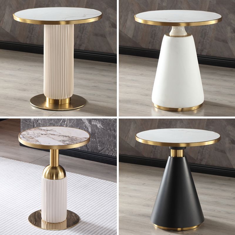 Mesa de comedor de piedra sinterizada de forma redonda, mesa con pedestal Glam para comedor