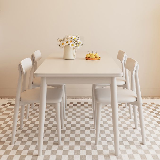 Modern Style 1/4/5 Pieces Dining Room Table Rectangle Stone Furniture in White