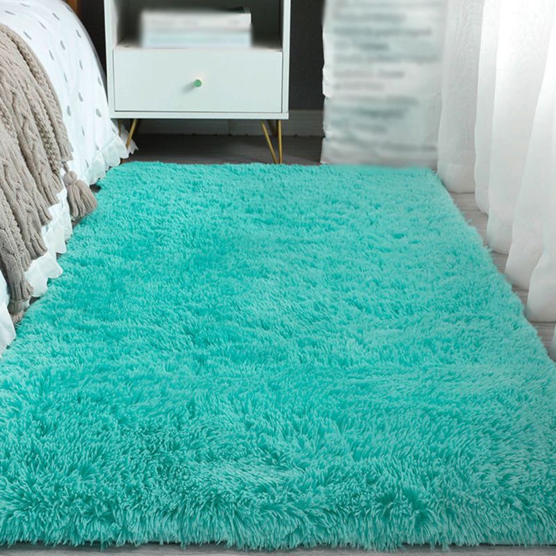 Simplicity Solid Color Area Carpet Washable Rug Polyester Non-Slip Shag Carpet for Living Room