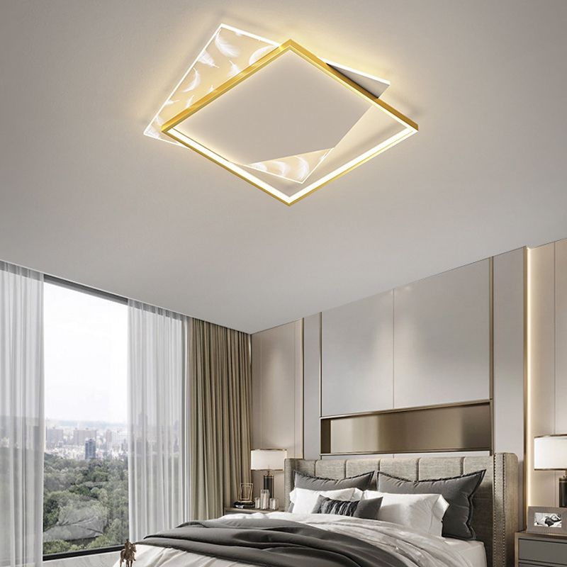 Simplicity Flush Mount Light Feather Pattern Metal Ceiling Light Fixtures