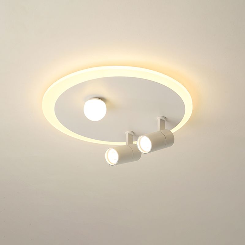 Plafonnier en fer moderne encastré rond avec 2 spots