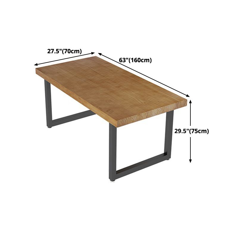 Metal Industrial Rectangle Furniture Pine Solid Wood Top Dining Table with Sled Base