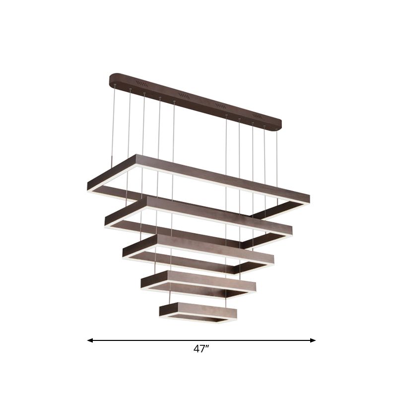 Café de lámpara LED moderno 2/4/5 Luz colgante rectangular cónica con tono acrílico con sombra acrílica