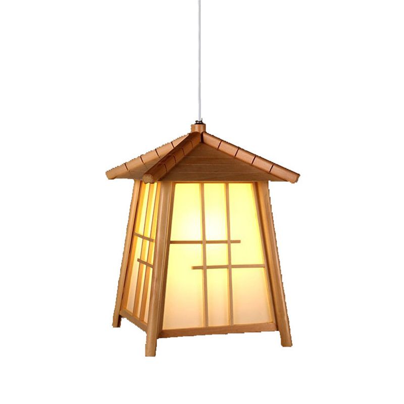 Bambushaus Hanging Lampe Chinese 1 Kopfdecke Anhänger Licht in Holz für die Teestube