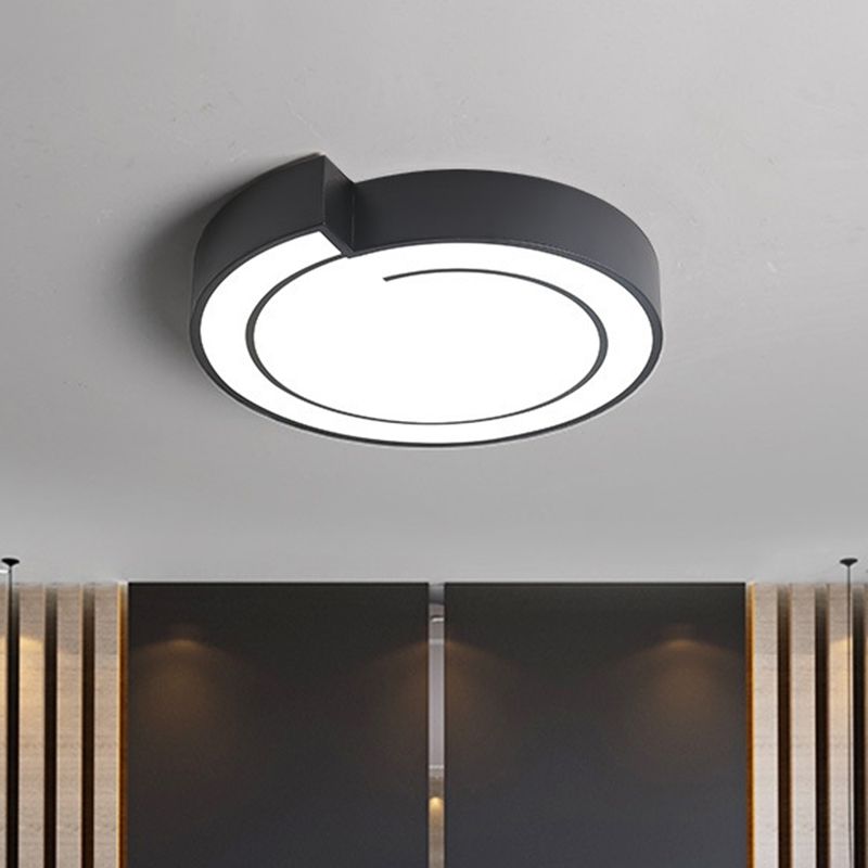 Whistling Flushmount Lighting Modernist Acrylic White/Black 18"/21.5" W LED Ceiling Lamp Fixture for Bedroom in Warm/White Light