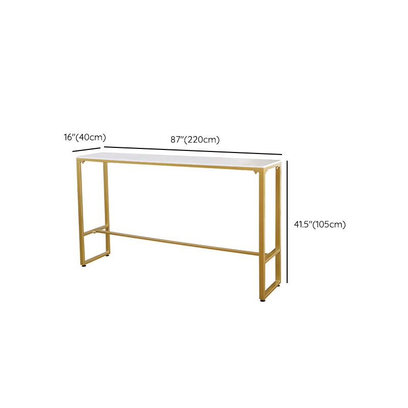 Glam Bar-height Table White Stone Top Pub Table with Gold Base
