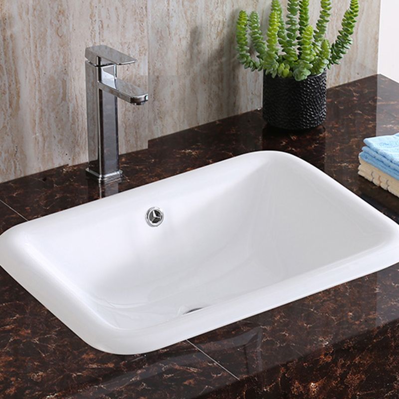 Traditional Drop-in Bathroom Sink Oval Porcelain with Faucet Basin Sink