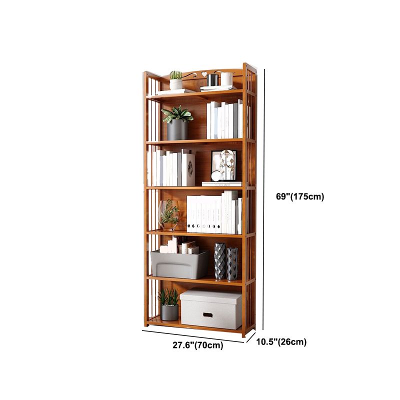 Modern Vertical Bamboo Shelf Etagere Espresso Shelf Bookcase for Bedroom
