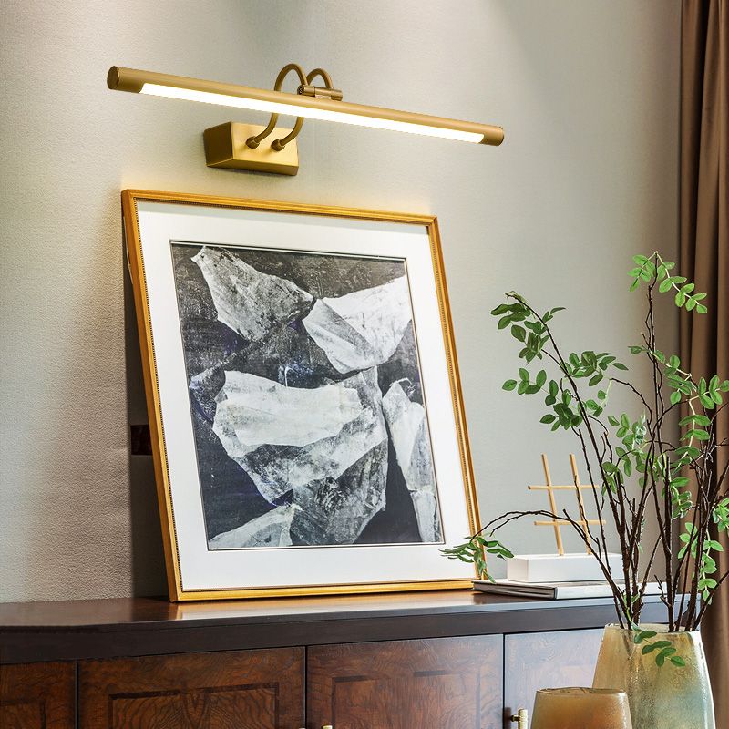 Lampada da parete a parete singola a specchio dritto in ottone per camera da letto