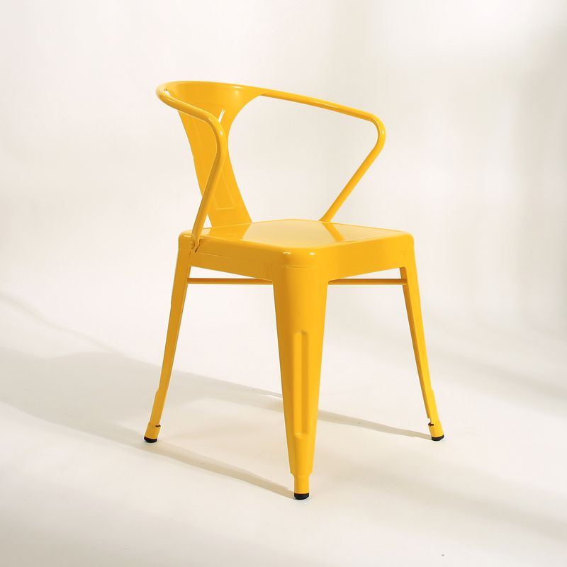 Industrial Dining Armchairs with Metal Legs Slat Back Dining Arm Chair for Coffee Bar