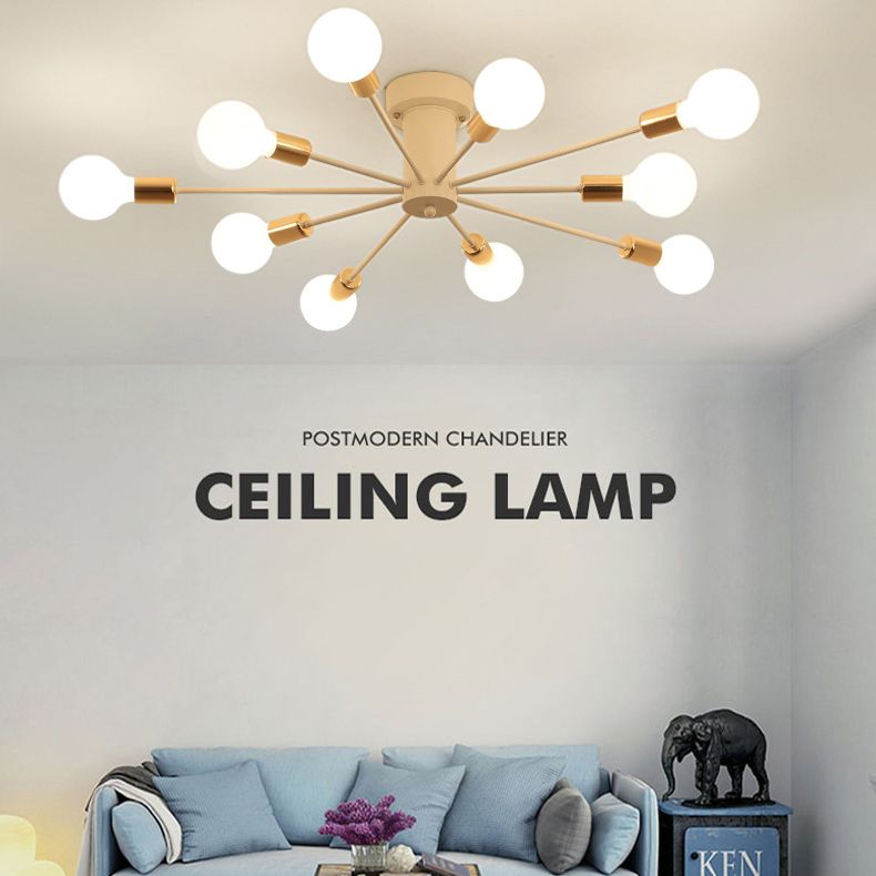 Lámpara de techo industrial Sputnik empotrada, luces de techo semiempotradas de metal para espacios interiores