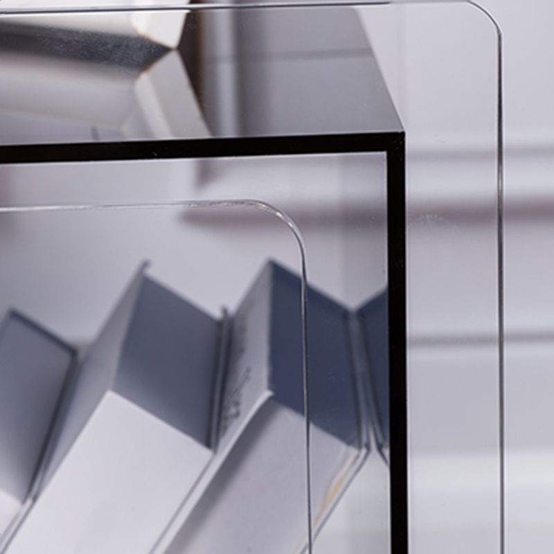 Modern Square End Table Double Tier Corner Table with Storage