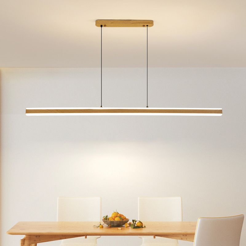 Single Modernism Style Beige/Brown LED Statement Linear Kitchen Island Light