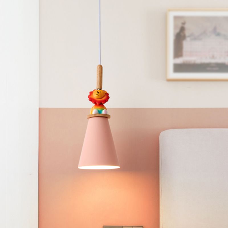 Metal Cone Shape Hanging Lights Modern Style 1 Light Hanging Mount Fixture for Bedside