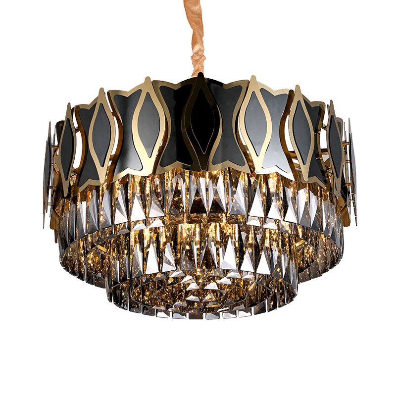 Pendre de lustre rond noir Modernisme 9 lumières