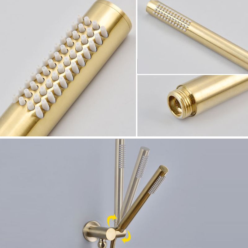 Cold and Hot Wall Mounted Bathtub Faucet Gold Finish Tub Faucet with Shower Head