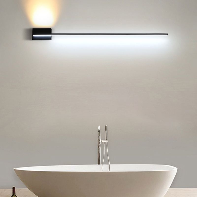 Linear Shape Metal Vanity Lamp Modern Style 2 Lights Vanity Light Fixture in Black