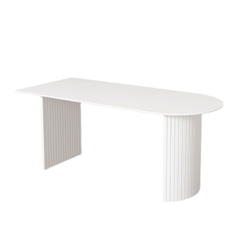 Stone Top Table Contemporary Dining Table with Sled Base in White