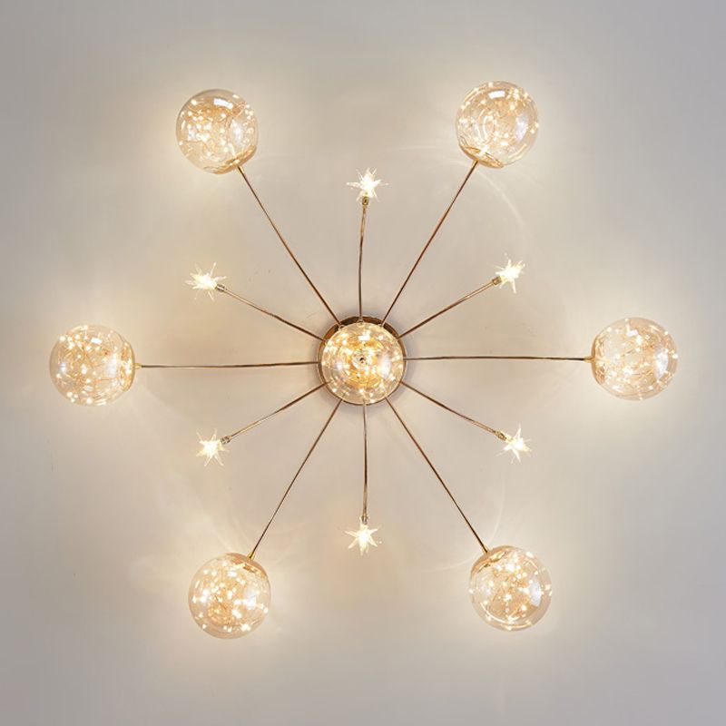 Plafonnier LED de forme radiale, montage encastré en fer moderne pour salon et chambre à coucher