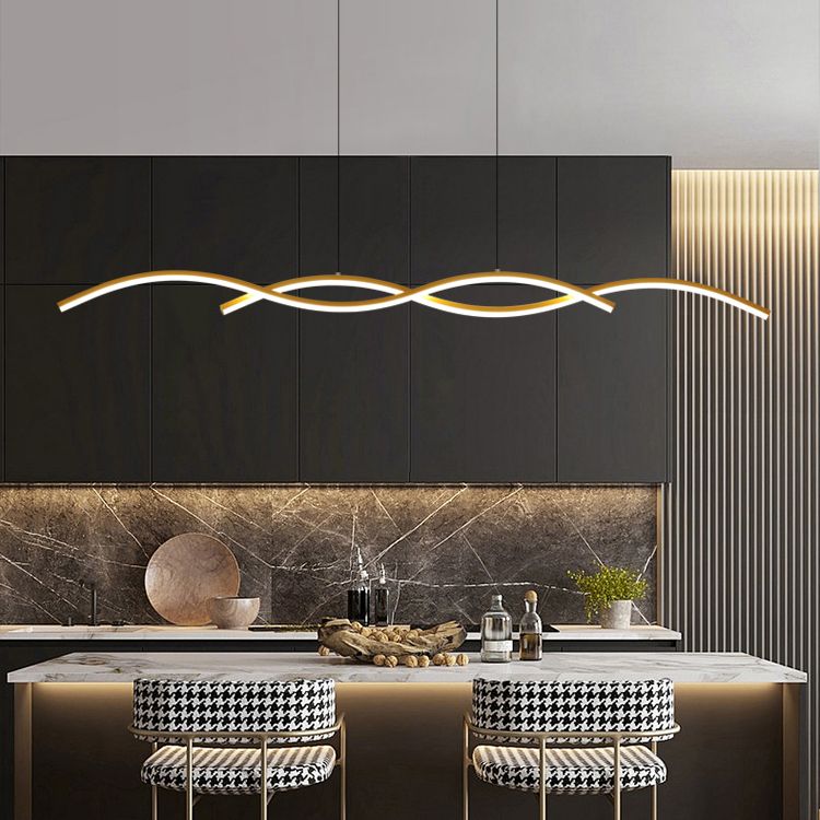 Moderner Stil linearer Inselleuchten Metall 2- Hellinselanhänger Leuchten