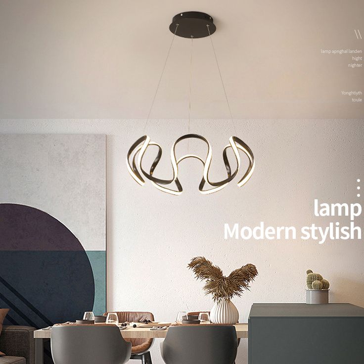 Luz colgante de LED de metal en moderna luz de techo lineal de estilo conciso con sombra de gel de sílice