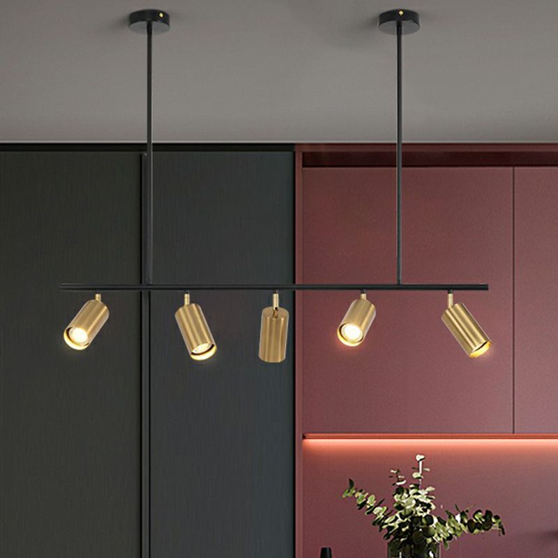 Spotlight a tubo oro elettroplato Postmodern Metal Island Affermazione per sala da pranzo