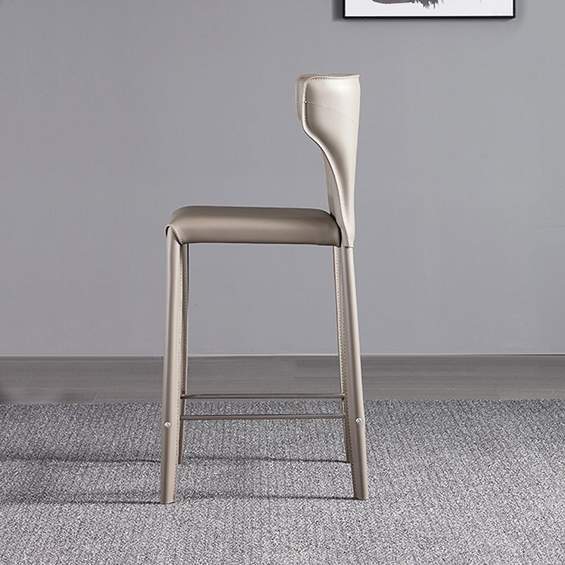 Faux Leather Bar and Counter Stool Nordic Style Patio Stool with Backrest