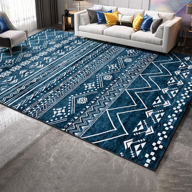 Mehrfarbiger ethnischer Print Teppich Polyester Antiquen Teppich nicht rutschfestem Innenteppich für die Heimdekoration