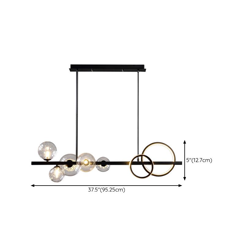 Nordic Style Iron Hanging Lamp Circle Shape Island Light Fixture for Bedroom