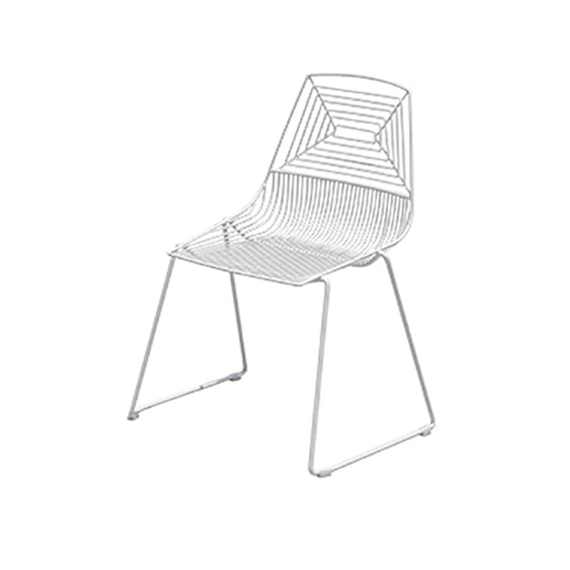 Contemporary Metal Dining Side Chair Open Back Stacking Outdoor Chair