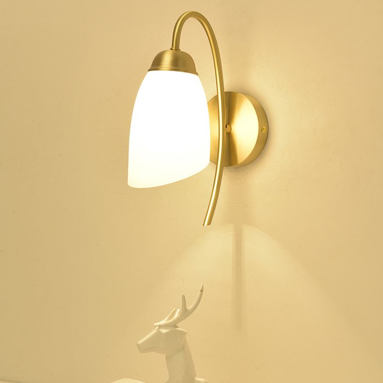 Modern Simple Style Geometric Shade Wall Sconce Metal and Glass 1 Light Sconces in Gold Finish