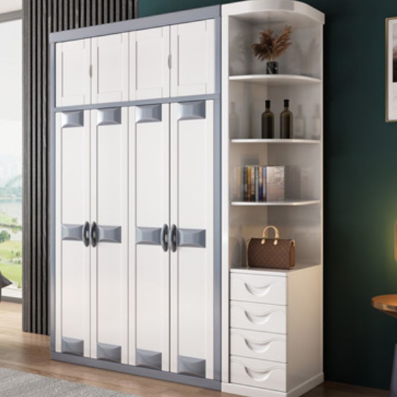 Rubberwood Wardrobe Closet Contemporary Hinged Wardrobe Cabinet